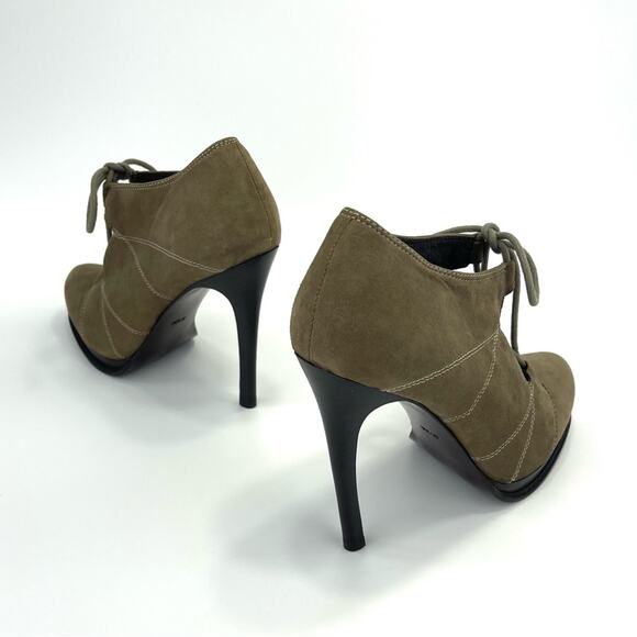 DVF Diane Von Furstenberg Guardian Stiletto Platform Bootie Sz 6.5 Tan Kid Suede - Picture 15 of 15